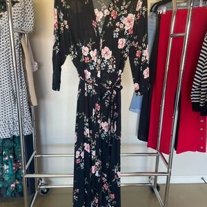 INC International Concepts Black Floral Long Sleeve Dress